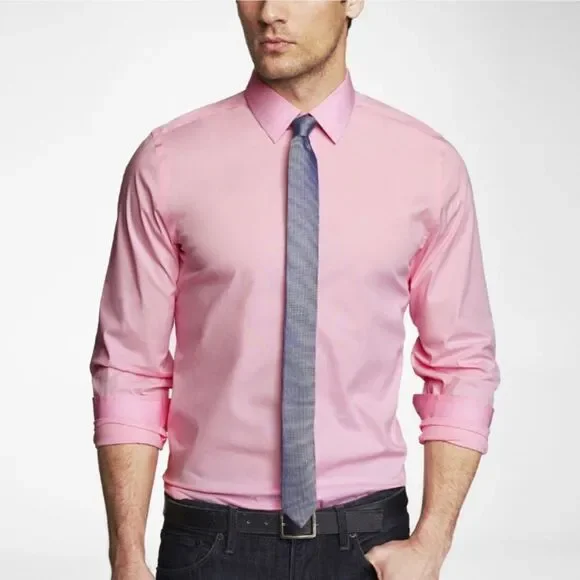 express hot pink dress shirt Extra Slim Solid Cotton Stretch 1mx Dress Shirt
